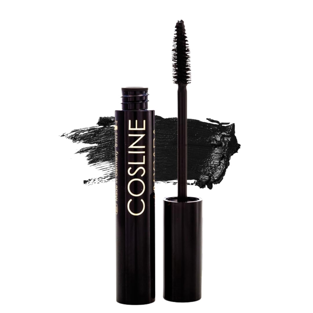 COSLINE Mascara Black Waterproof - Verlängert & definiert die Wimpern, Wasserfest, Schwarz